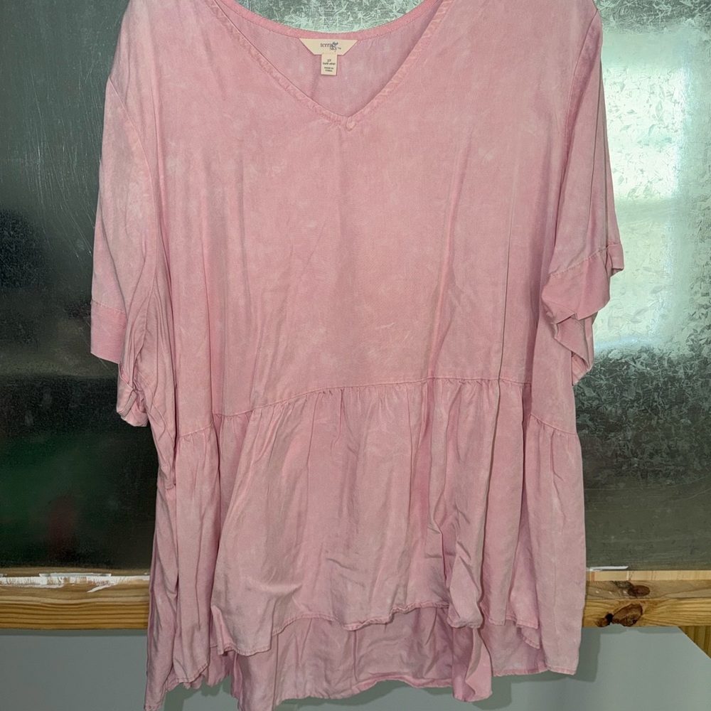 Terra Sky Brand Dusty Pink Tiered V-Neck Tunic